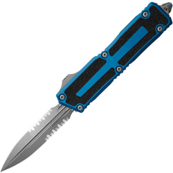 Microtech SCARAB II GEN III D/E APOCALYPTIC PART SERRATED BLUE 1280-11APBL - KNIFESTOCK