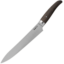 FOX/DUE CIGNI  COQUUS SLICER KNIFE 22cm/8,3&quot;-STAINLESS STEEL 4116,SMOKED OAK NATURAL WOOD HANDLE 2C  - KNIFESTOCK