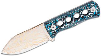 QSP Knife Canary Neck Knife Brass Copper Damascus White Blue CF QS141-G - KNIFESTOCK