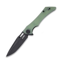 KUBEY Raven Liner Lock Flipper Knife Jade G10 Handle KB245G - KNIFESTOCK