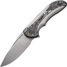 WE Gray Titanium Handle With Aluminum Foil Carbon Fiber Inlay Stonewashed CPM 20CV Blade Nested Fram - KNIFESTOCK