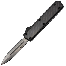 Golgoth G11B1 Noir. Couteau automatique OTF lame double tranchant acier D2 manche aluminium noir et  - KNIFESTOCK