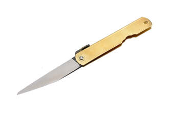 Higonokami HIGOKIRIL Kiridashi Folding Knife, Brass handle HIGOKIRI-L - KNIFESTOCK