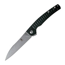 Kizer Splinter Flipper Knife N690 Stonewashed Blade, Black G10 Handles - V3457N1 - KNIFESTOCK
