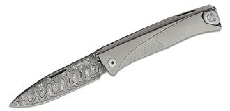 Lionsteel Folding knife Damascus Scrambled blade, GREY Titanium handle and clip  TL D GY - KNIFESTOCK