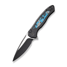 We Knife Button Lock Kitefin Black Titanium Handle With Arctic Storm Fat Carbon Fiber Inlay WE19002N - KNIFESTOCK
