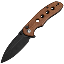 Civivi Triptych Guibourtia Wood HandleBlack Stonewashed 14C28N BladeButton Lock - KNIFESTOCK