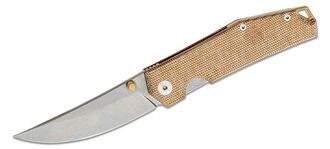 GIANT MOUSE ACE Clyde,(NEW) Natural Canvas / Brass backspacer &amp; thumb stud / tumbled blade - KNIFESTOCK