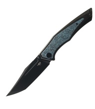 Bestech TOGATTA M390, Black Stonewashed, Titanium +Black &amp; blue carbon fiber inlay, Black BT2102H - KNIFESTOCK