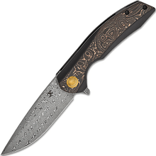 Kansept Accipiter Damascus Titanium + Copper Carbon Fiber K1007E4 - KNIFESTOCK