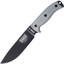 ESEE KNIVES MODEL 6 Black Blade, Gray Micarta Handle, Molded Sheath - KNIFESTOCK