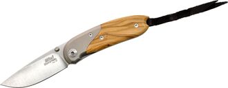 Lionsteel MINI Olive wood handle and titanium Bolster, D2 blade, with clip 8200 UL - KNIFESTOCK
