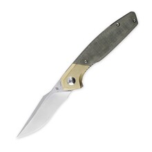 Kizer Manganas Grazioso Liner Lock Knife Green Micarta &amp; Brass - V4572N2 - KNIFESTOCK