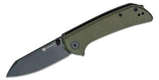 SENCUT Fritch Green Canvas Micarta Handle Black Stonewashed 9Cr18MoV Blade S22014-1 - KNIFESTOCK