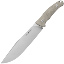 Viper Trail Clip Point Stonewash N690Co, Green Canvas Micarta, Leather sheath VT4066CG - KNIFESTOCK