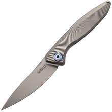 KUBEY Pike Liner Lock Folding Knife Gray CPM-20CV Titanium Handle KB2103A - KNIFESTOCK