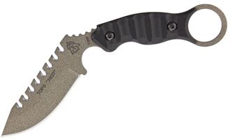 TOPS KNIVES 10/27 Carbon Steel Sawback Blade, Black G10 Handles, Kydex Sheath - ELPN-X1 - KNIFESTOCK