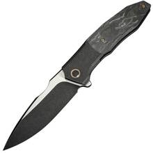 WE Black Titanium Handle With Shredded Carbon Fiber InlayBlack Stonewashed Bohl - KNIFESTOCK