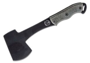 ONTARIO Camp Plus Hatchet 12&quot; Overall Black Carbon Steel Blade OD Green Micarta Handle Sekera - KNIFESTOCK