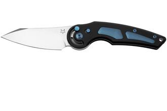 FOX knives ANARCNIDE JUPITER FOLDING KNIFE STAINLESS STEEL M390 SATIN BLD,TITANIUM+INSERT BLUE HDL F - KNIFESTOCK