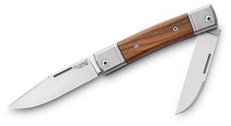Lionsteel TWO M390 blades Clip+Wharncliffe, Santos wood Handle, Titanium Bolster &amp; liners BM13 ST - KNIFESTOCK