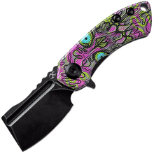 Kansept Mini Korvid Black Stonewashed 154CM G10 with Undead Print-Purple T3030B3 - KNIFESTOCK