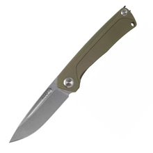 ANV Knives ANVZ200-009 Z200 Sleipner Variant: Stonewash Plain Edge Liner Lock G10 Olive - KNIFESTOCK