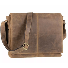 Sac à bandoulière en cuir GreenBurry 39x30cm &quot;Vintage&quot; brun antique - KNIFESTOCK