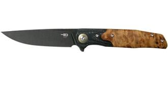 Bestech ASCOT 14C28N, Satin, Interlayer with Carbon Fiber and G10+  lightburl wood BG19D - KNIFESTOCK