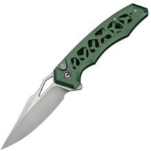 Civivi Anaaki Skeletonized Green Aluminum HandleSatin Finished Nitro-V BladeButton Lock - KNIFESTOCK