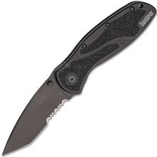 KERSHAW Ken Onion BLUR TANTO Assisted Folding Knife, Combo Blade- BLK/BLK , SERRATED K-1670TBLKST - KNIFESTOCK