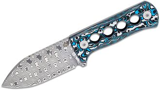 QSP Knife Canary Neck Knife Laminated Damascus White Blue CF QS141-I - KNIFESTOCK