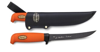 Marttiini Martef Carving knife stainless steel &amp; Martef/orange rubber/leather 935024T - KNIFESTOCK