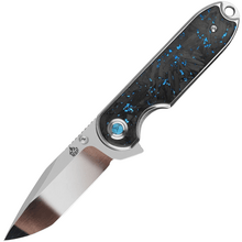 QSP Knife Nebula 14C28N, mirror polish,  Blue shredded CF, Linerlock QS168-C - KNIFESTOCK
