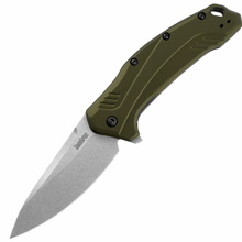 KERSHAW LINK Assisted Flipper Knife, Olive Aluminium Handle K-1776OLSW - KNIFESTOCK