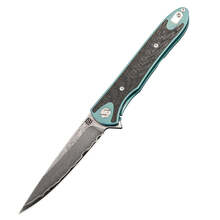 Artisan Shark Damascus/Titanium green 1707GD-GN - KNIFESTOCK