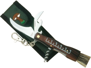 JKR WOOD HANDLE WITH CORKSCREW 5,5 CM STAINLESS STEEL BLADE MUSHROOM KNIFE WITH NYLON SHEATH JKR0090 - KNIFESTOCK