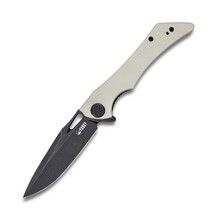 KUBEY Raven Liner Lock Flipper Knife Ivory G10 Handle KB245F - KNIFESTOCK