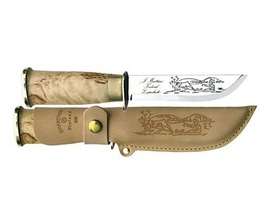 Marttiini Lapp knife 245 stainless steel/curly birch/leather/finger guard 245010 - KNIFESTOCK