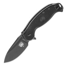 FOX Knives FKMD FX-532 Irves Flipper Knife, Black Plain Blade, Black G10 Handles - KNIFESTOCK