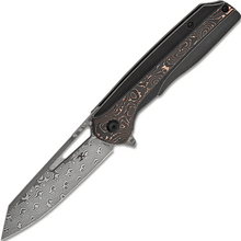 Kansept Shard Damascus Blackwash Titanium  + Copper Carbon Fiber K1006C2 - KNIFESTOCK