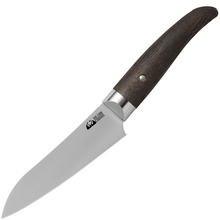 FOX/DUE CIGNI  COQUUS UTILITY KNIFE 14cm/6&quot;-STAINLESS STEEL 4116,SMOKED OAK NATURAL WOOD HANDLE 2C 2 - KNIFESTOCK