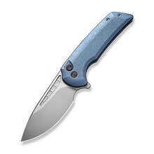 WE Mini Malice Blue Titanium Handle Silver Bead Blasted CPM 20CV Blade WE054BL-3 - KNIFESTOCK