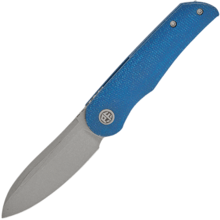 Petrified Fish PFE16 El Camino Gray Stonewashed N690 Blue Micarta PFE16BMGAW - KNIFESTOCK