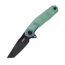 KUBEY Carve Nest Liner Lock Folding Knife Jade G10 Handle KB237F - KNIFESTOCK