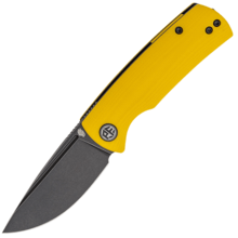 Petrified Fish PFP01X Beluga Black Stonewashed 14C28N Yellow G10 PFP01XYW - KNIFESTOCK