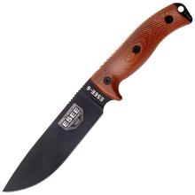 ESEE Knives 6PB-011 Model 6 Black Blade 3D Natural Canvas Micarta  black sheath + clip plate - KNIFESTOCK