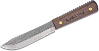 ONTARIO Old Hickory Hunting Knife 5.5&quot; Carbon Steel Blade, Leather Sheath ON7026 - KNIFESTOCK