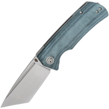 Petrified Fish PFP01T Beluga Stonewash K110 Blue Micarta PFP01TBMW - KNIFESTOCK