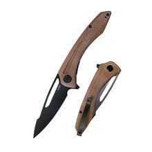 Kubey Merced Folding Knife Brown Micarta Handle KU345E - KNIFESTOCK
